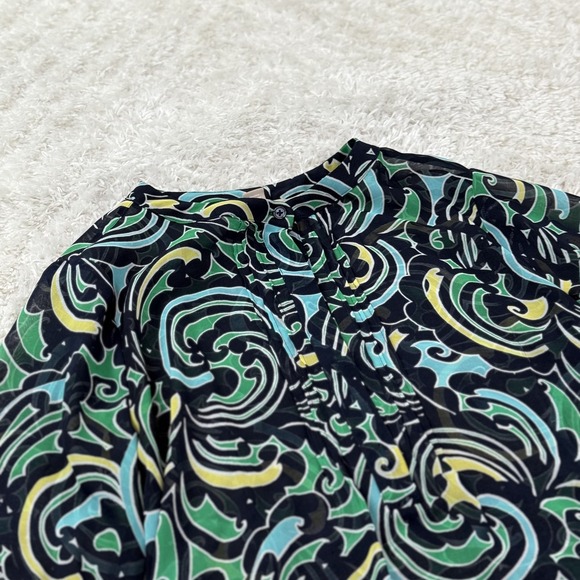 Banana Republic Blouse Womens Medium Swirl Print LS Boho Abstract Hippie Gypsy - Picture 2 of 11